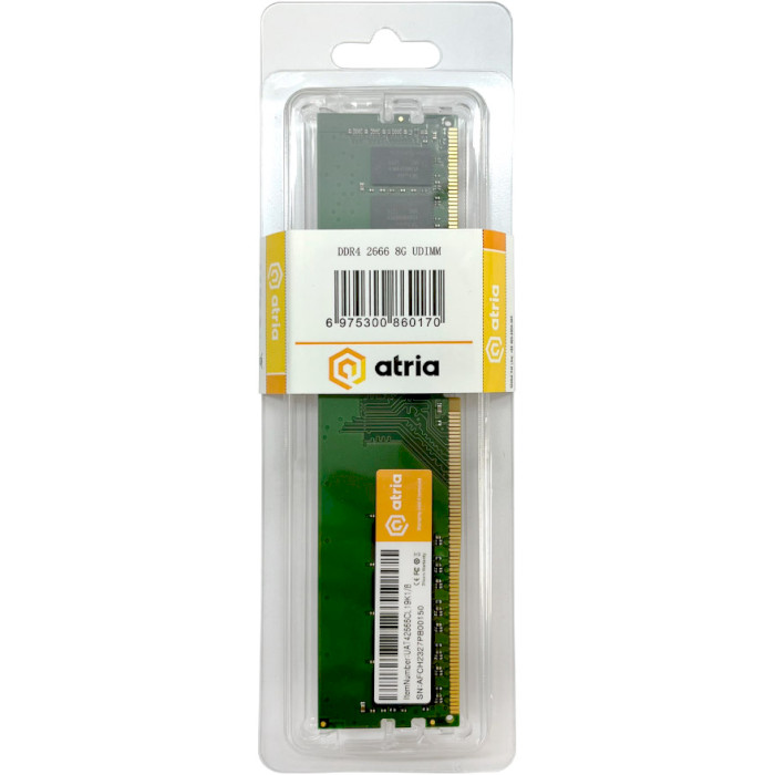 Модуль пам'яті ATRIA 8Gb DDR4 2666MHz (UAT42666CL19K1/8) Тип DDR4