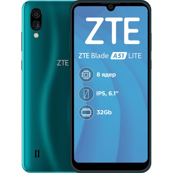 Смартфон ZTE BLADE A51 Lite 2/32GB green (875801) Вбудована пам’ять, Гб 32