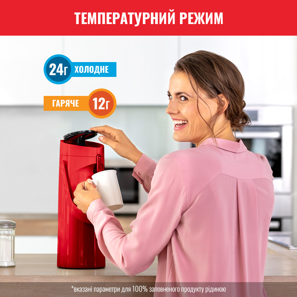 Термос TEFAL K3140314 PONZA Red (4168430003773) Тип термос помповый