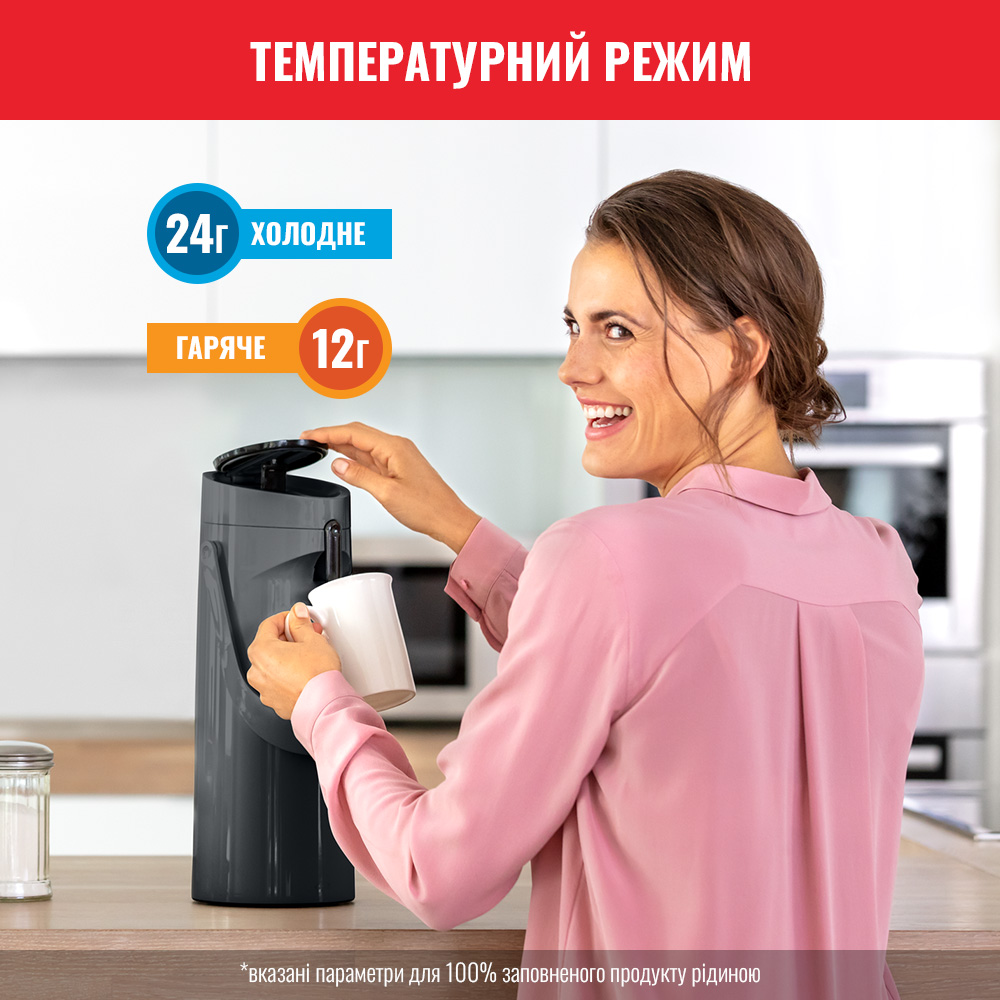 Термос TEFAL K3140114 PONZA Grey (4168430003759) Тип термос помповий