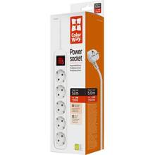 Мережевий фільтр COLORWAY 5 розеток 5м 10А 3х1мм2 White (CW-PSEA55W)