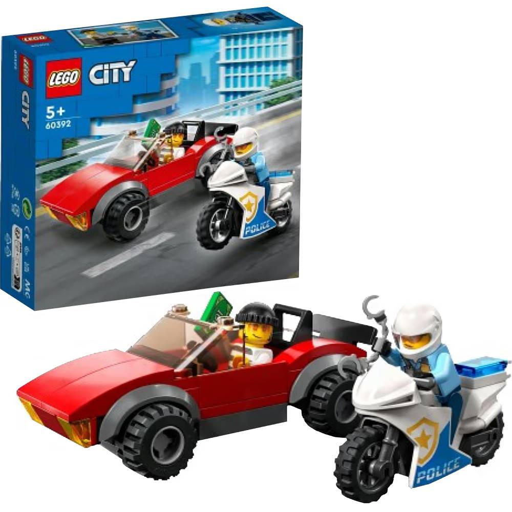 Конструктор LEGO City Переслідування автомобіля на поліцейському мотоциклі (60392) Тип класичний