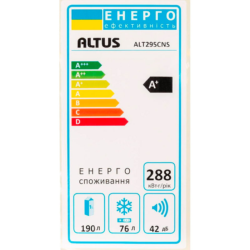 Огляд Холодильник ALTUS ALT295CNS