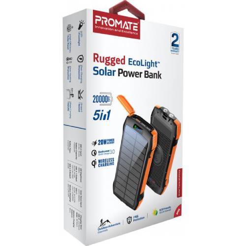 Powerbank PROMATE SolarTank-20PDQi 20000 mAh із сонячною панеллю (solartank-20pdqi.black) Торгова марка PROMATE