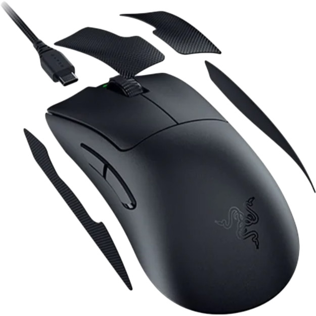 Мышь RAZER DeathAdder V3 PRO Wireless Black (RZ01-04630100-R3G1) Комплектация Мышь, Адаптер Razer USB Dongle, Беспроводной USB-адаптер, Кабель Speedflex USB Type A to Type C, Резиновые наклейки на корпус Razer Mouse Grip, Инструкция