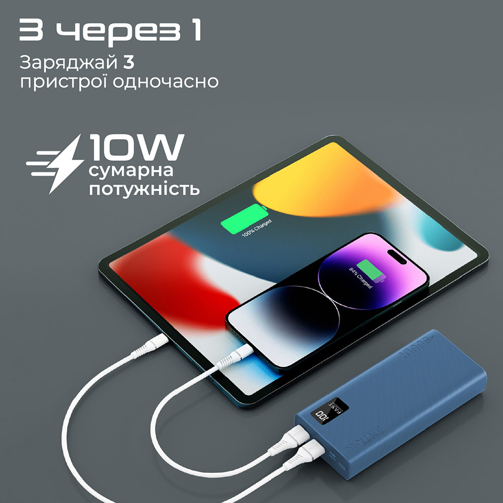 Powerbank Promate Bolt-20Pro 20000 mAh Blue (bolt-20pro.blue) Торгова марка PROMATE