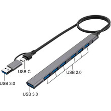 USB-хаб XOKO AC-700m USB/Type-C 3.0 Grey (XK-AC-700m-SL)