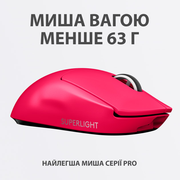 Миша LOGITECH PRO X SUPERLIGHT Wireless Gaming Mangeta (910-005956) Тип підключення бездротове