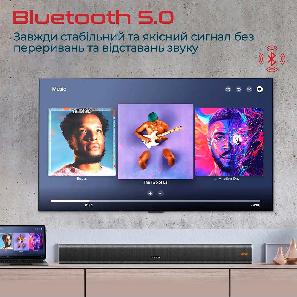 Саундбар Promate StreamBar 60 Вт 2.1 Black (streambar-60.black) Сумарна потужність 60