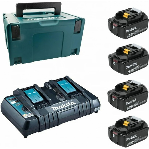 Набір акумуляторів MAKITA + зарядний пристрій 198091-4 LXT BL1860B x 4 шт + DC18RD (198091-4) Комплектація Зарядний пристрій DC18RD, Акумулятори 4шт BL1860B, Makpac кейс 3