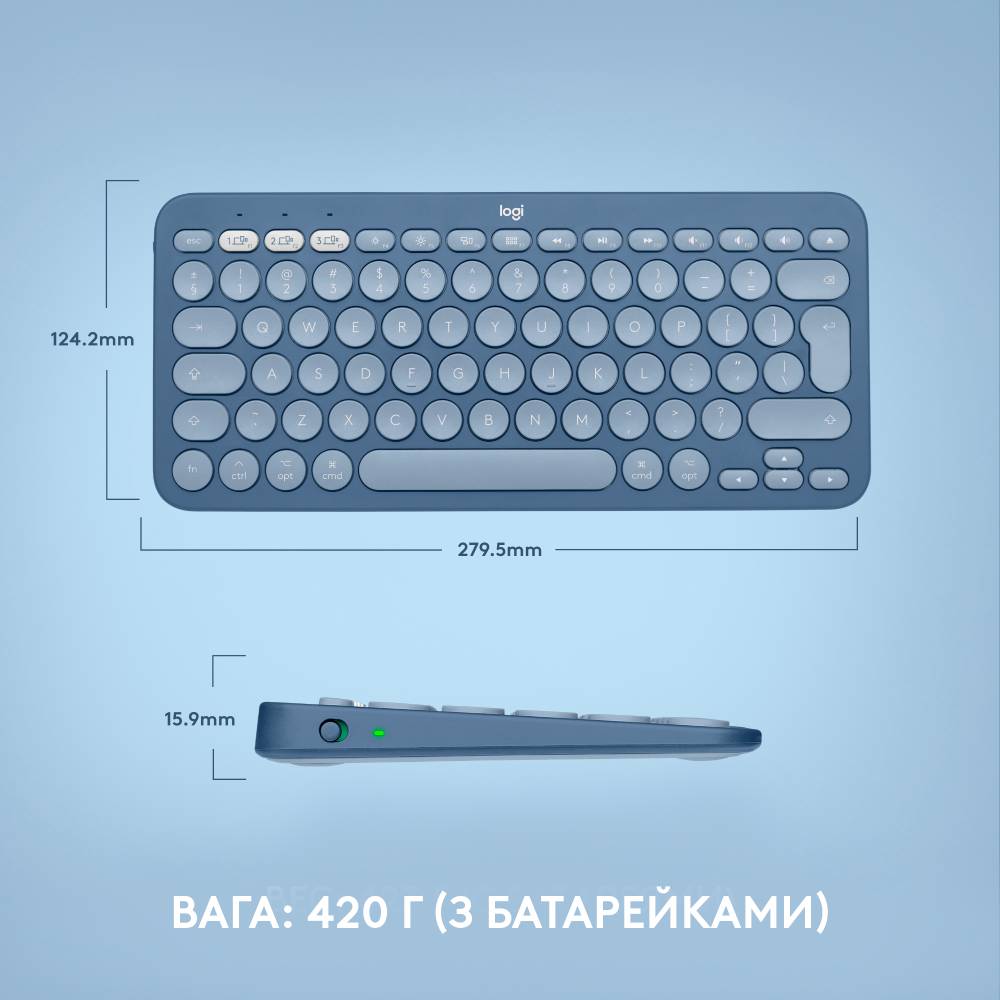 Замовити Клавіатура LOGITECH K380 для Mac Multi-Device Bluetooth US Blueberry (920-011180)