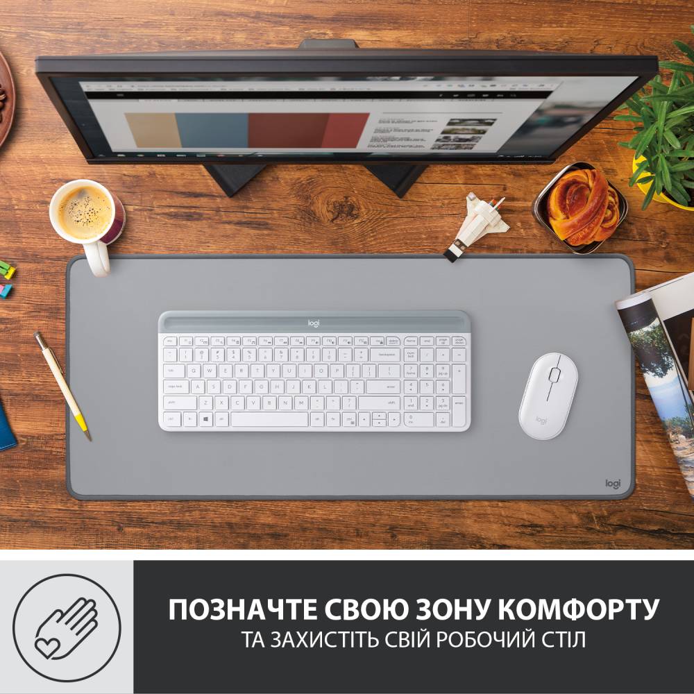 Коврик LOGITECH Desk Mat Studio Series Mid Grey (956-000052) Ширина 700