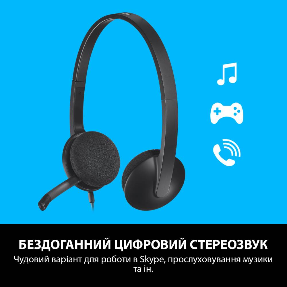 Гарнітура LOGITECH Stereo Headset H340 (981-000475) Конструкція накладні (накладаються на вухо)