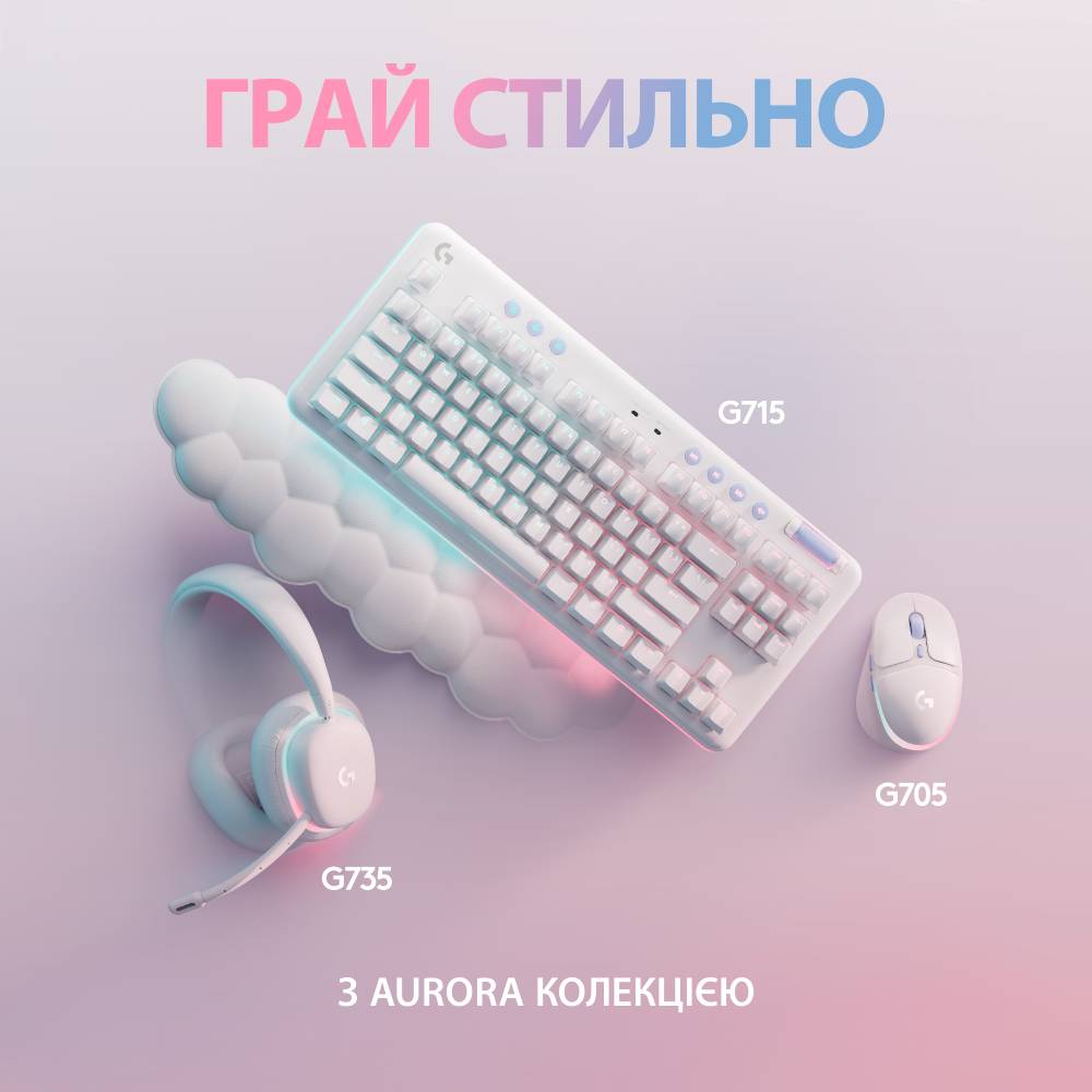 Зовнішній вигляд Клавіатура LOGITECH G715 Wireless Gaming Tactile White (920-010465)