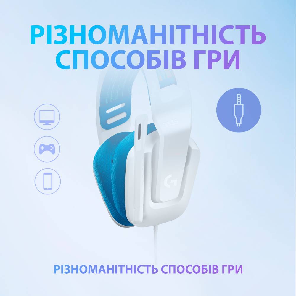 Гарнитура Logitech G335 Wired Gaming White (981-001018) Конструкция накладные (накладываются на ухо)