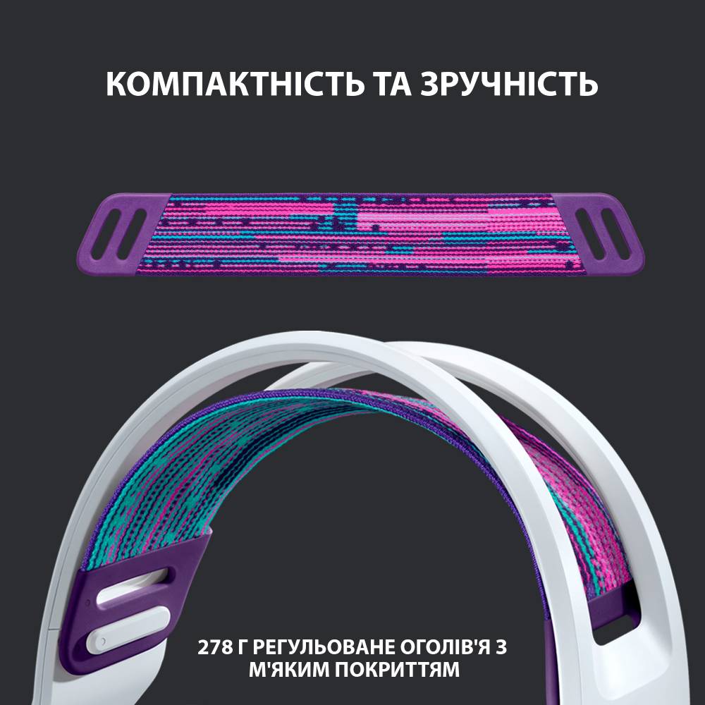 Гарнитура LOGITECH G733 LIGHTSPEED Wireless RGB WHITE (981-000883) Конструкция полноразмерные (полный обхват уха)