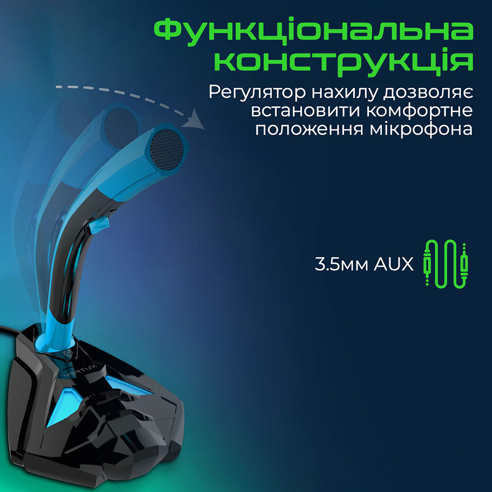 Микрофон Vertux Streamer-4 AUX 3.5 мм Blue (streamer-4.blue) - в  интернет-магазине Фокстрот: цены, отзывы, характеристики | купить в Киеве,  Харькове, Днепропетровске, Одессе - Украина