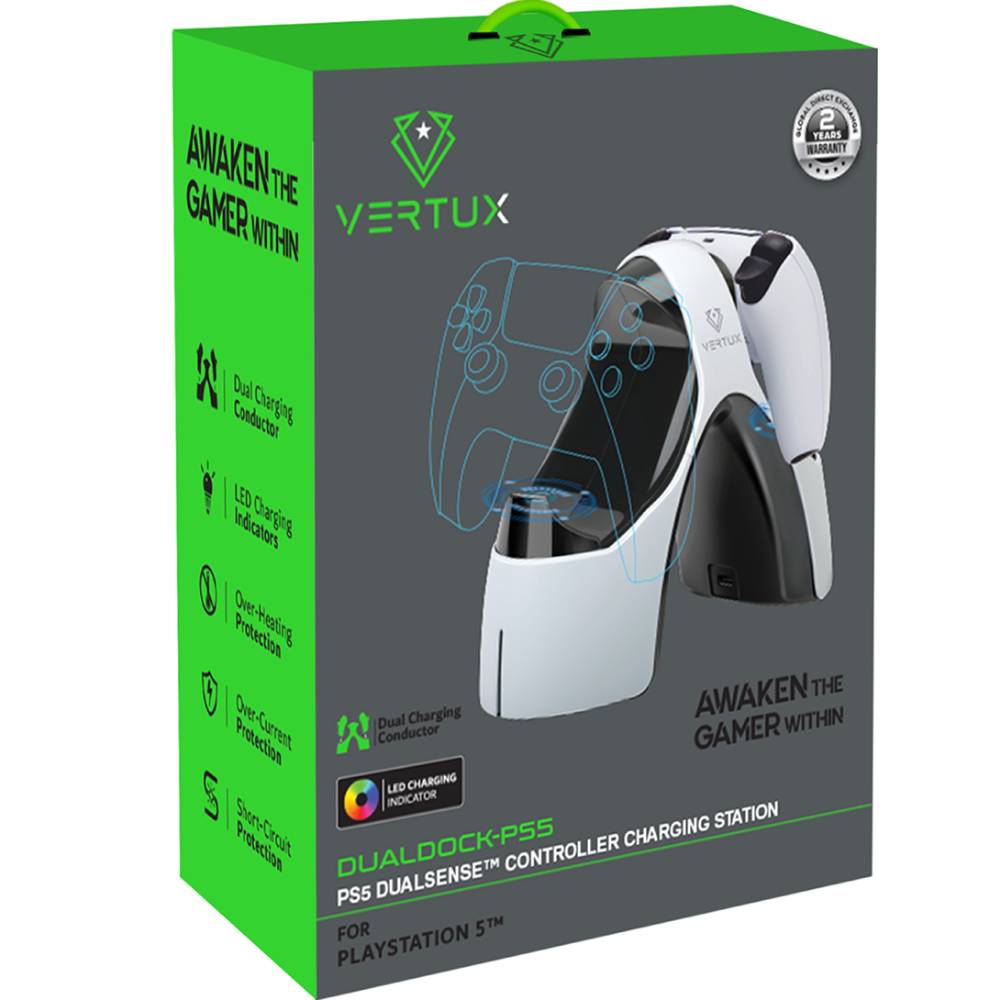 Зарядна станція VERTUX DualDock-PS5 для геймпадів PlayStation 5 Dualsense White (dualdock-ps5.white) Сумісність PC