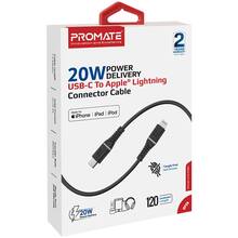 Кабель Promate PowerLine-Ci120 USB-C to Lightning MFi 20W Power Delivery 1.2 м Black (powerline-ci120.black)