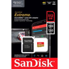 Карта пам'яті SANDISK 512GB C10 UHS-I U3 Extreme V30 + SD (SDSQXAV-512G-GN6MA)