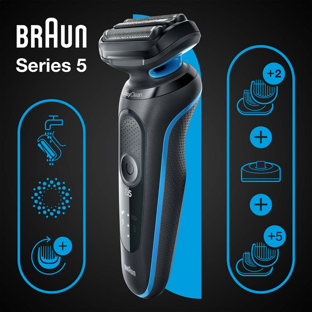 Електробритва BRAUN Series 5 51-B4650cs Black Blue (81770292) Система гоління сіткова