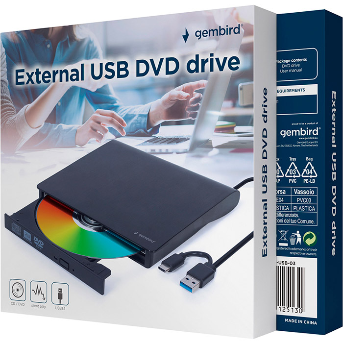 Зовнішній оптичний привід GEMBIRD DVD-USB-03 Тип приводу DVD-RW