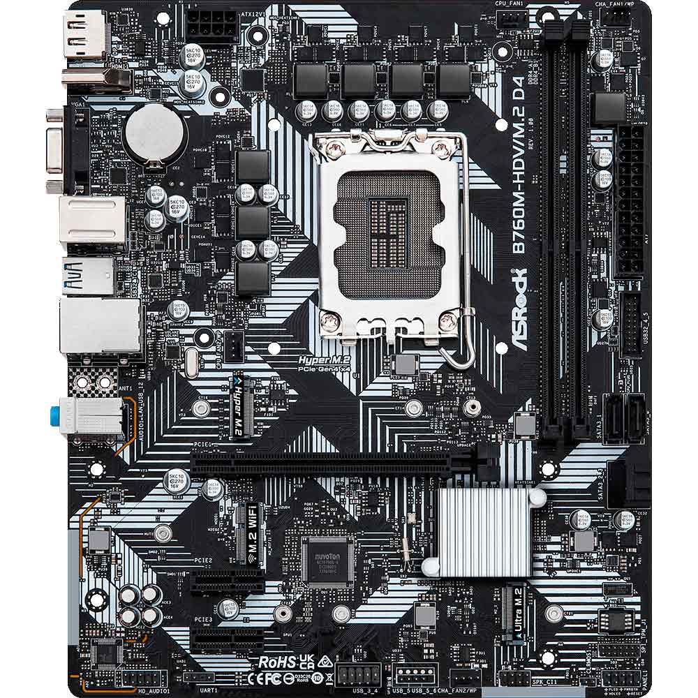 Материнская плата ASROCK B760M-HDV/M.2 D4 Назначение для настольного компьютера