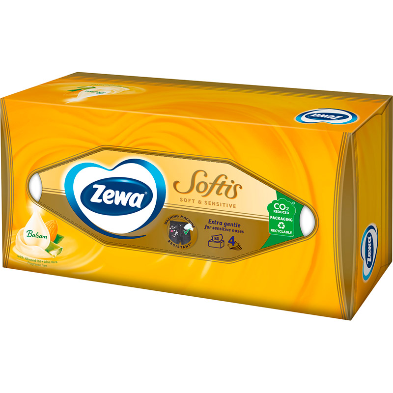 Салфетки косметические Zewa Softis Soft & Sensitive 80 шт (7322540926279) Категория универсальное