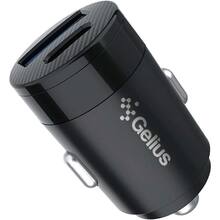 Автомобільний зарядний пристрій Gelius Inch Twix USB+Type-C 30 Вт + кабель Type-C-Lightining Black (00000092307)