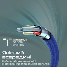 Кабель PROMATE USB-A - USB-C (xcord-ac.navy)