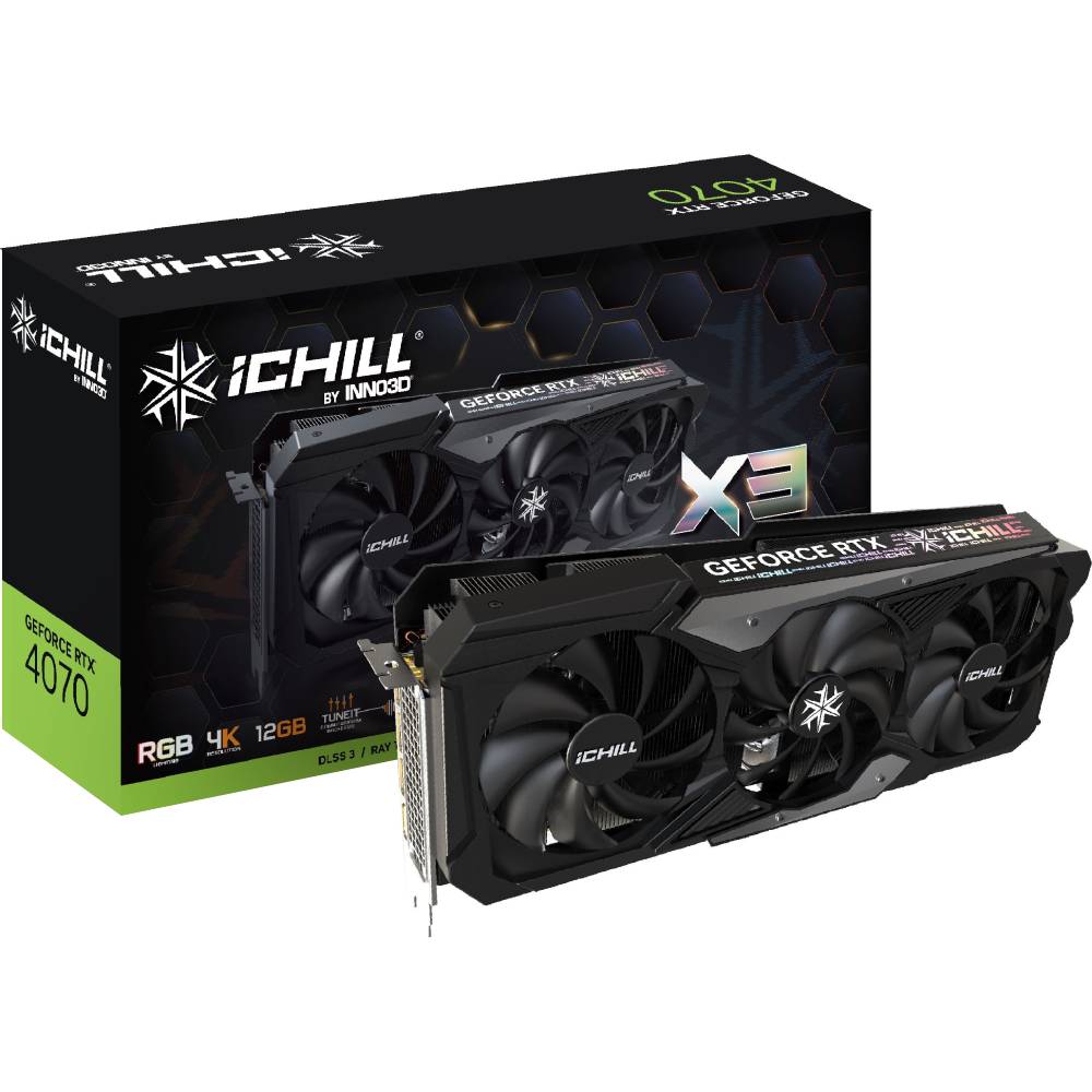 Відеокарта INNO3D GeForce RTX 4070 iChill X3 12Gb 192bit 2535/21000 МГц (C40703-126XX-186148H) Виробник чіпу nVidia