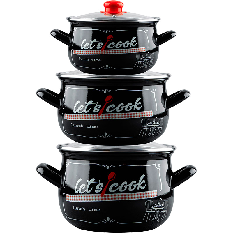 Набір каструль GUSTO Lets Cook 6 пр Black (GT-T-3-LCB) Набір каструль GUSTO Lets Cook 6 пр Black (GT-T-3-LCB)