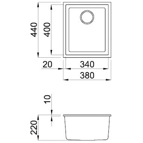 Мойка ELLECI Q 100 under top nero 40 (8032557047162) Материал гранит