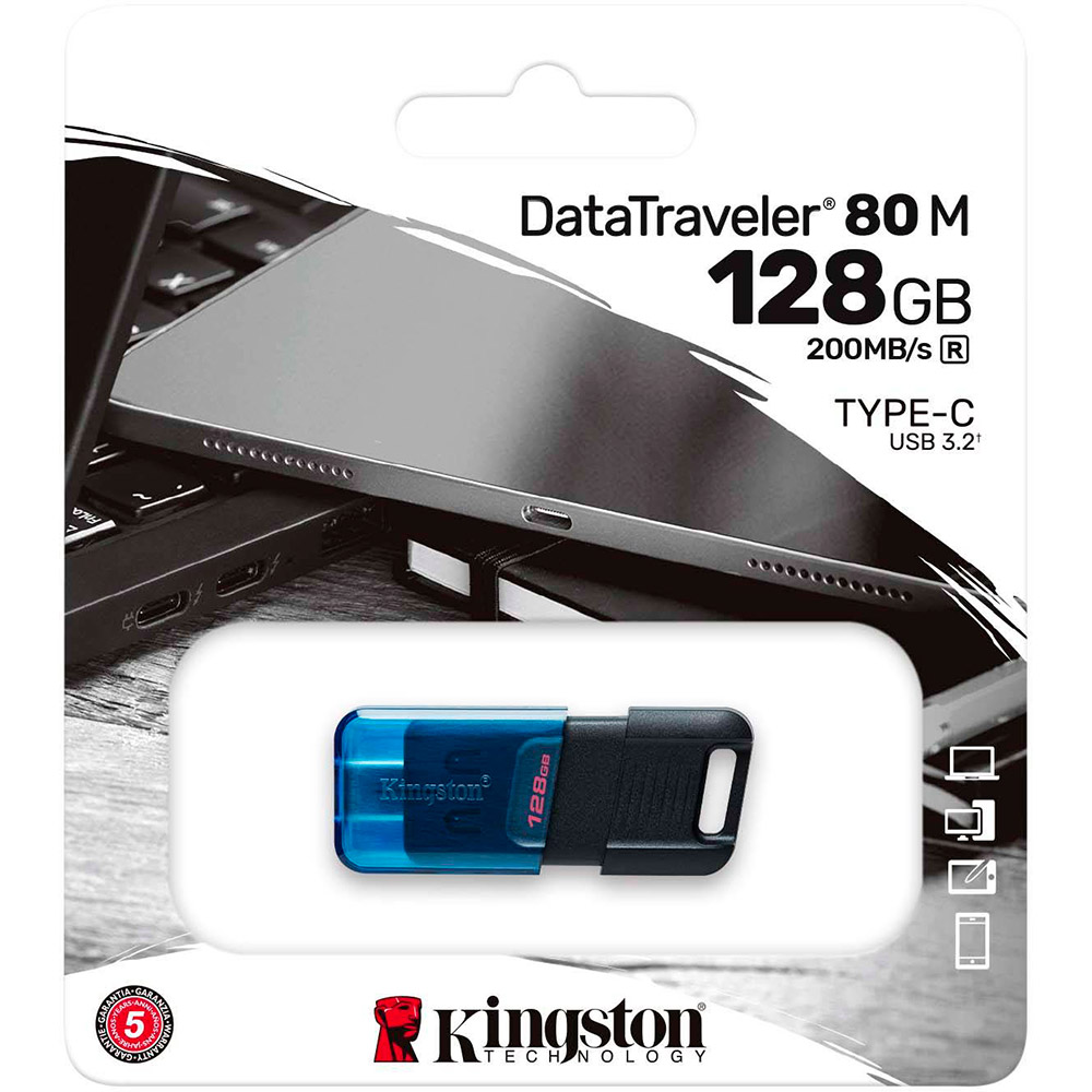 Флеш-драйв KINGSTON DT80M 128GB USB-C 3.2 (DT80M/128GB) Матеріал корпуса пластик