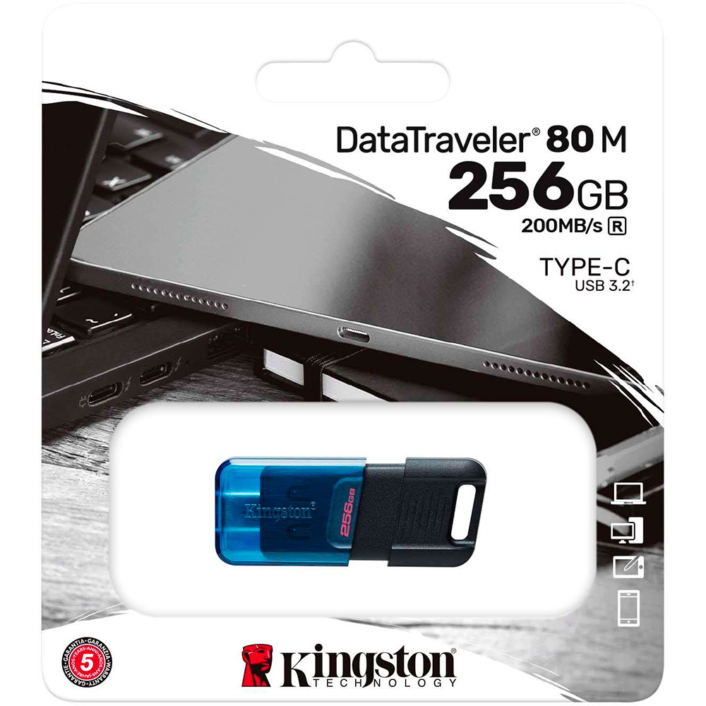 Флеш-драйв KINGSTON DT80M 256GB USB-C 3.2 (DT80M/256GB) Матеріал корпуса пластик