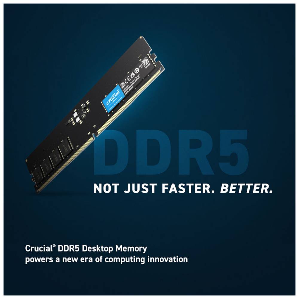 Модуль памяти MICRON DDR5 32GB 4800 MHz (CT32G48C40U5) Назначение для настольного компьютера