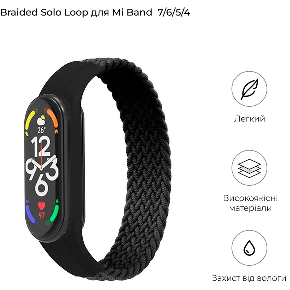 Ремінець ARMORSTANDART для Xiaomi Mi Band 4/5/6/7 Black size M (ARM58769) Сумісність за моделлю XIAOMI Mi Band 4