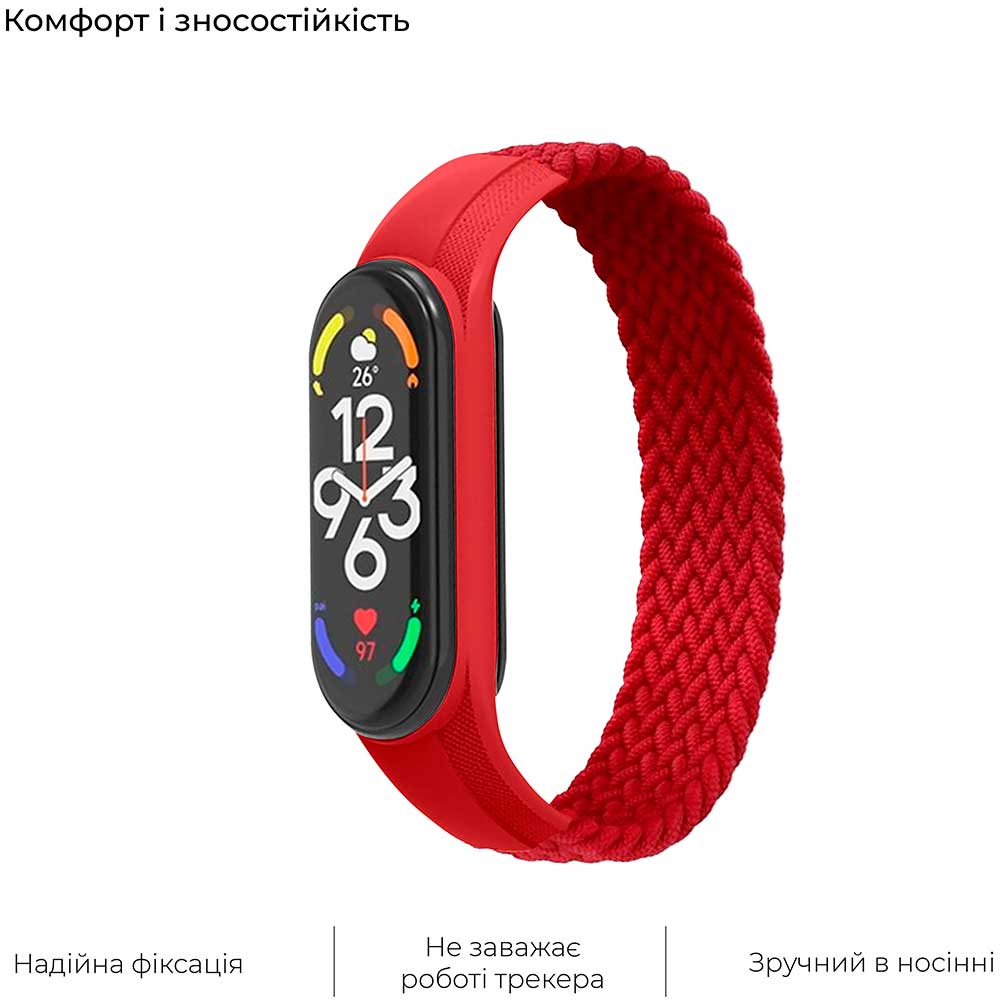 Ремінець ArmorStandart Braided Solo Loop для Xiaomi Mi Band 4/5/6/7 Red size L (ARM58762) Сумісність за моделлю XIAOMI Mi Band 6