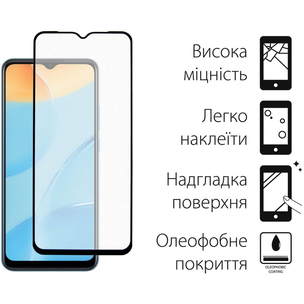 Захисне скло DENGOS для OPPO A15 Glass Full Glue black (TGFG-163) Сумісність за моделлю OPPO A15