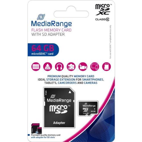 Карта памяти MEDIARANGE Micro-SDXC 64GB Class 10 (MR955) Тип карты micro-SDXC