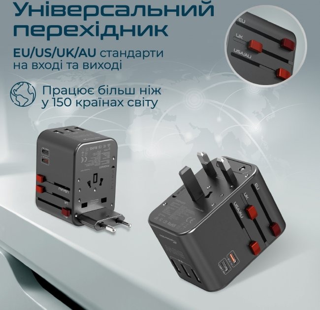 Зарядний пристрій PROMATE TripMate-36W EU/US/UK/AU (tripmate-36w.black) Тип мережевий зарядний пристрій