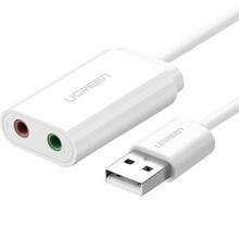 Звуковая карта UGREEN USB AUX jack, TRRS (Mic + Ear), 15cm White US205