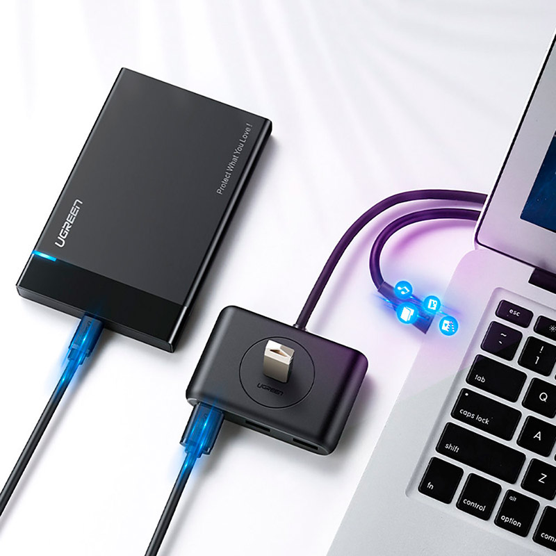 USB-хаб UGREEN USB 3.0 Hub 0.5 m Black (20290) Интерфейс подключения USB Type-A