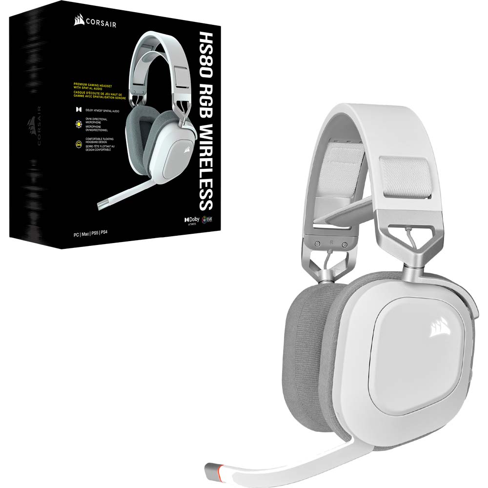 Гарнітура CORSAIR HS80 RGB Wireless White (CA-9011236-EU) Клас геймерська