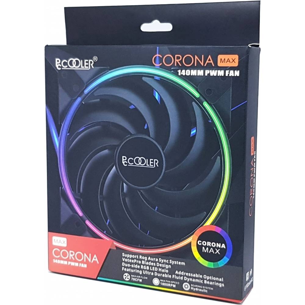 Кулер корпусний PCCOOLER CORONA MAX 140 RGB Призначення для корпусу