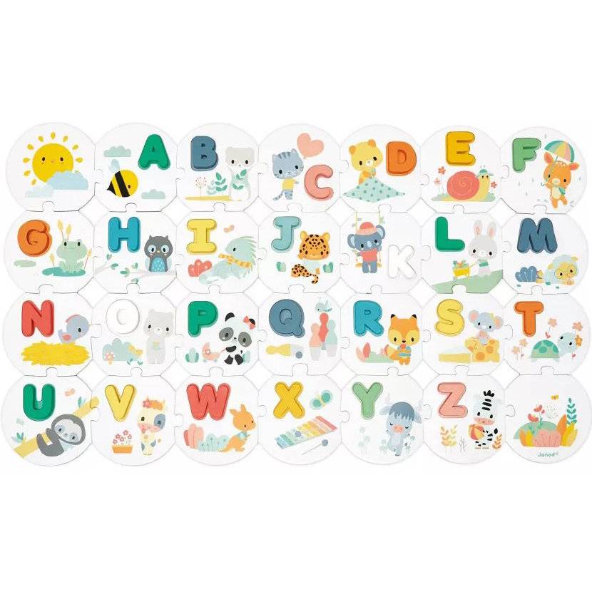 Развивающая игра JANOD Мой первый алфавитный пазл (J08045) Предмет изучения лингвистика (иностранный язык)