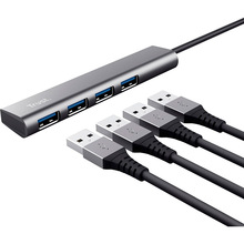 USB-хаб TRUST Halyx 4-Port USB-A 3.2 Grey (24947)