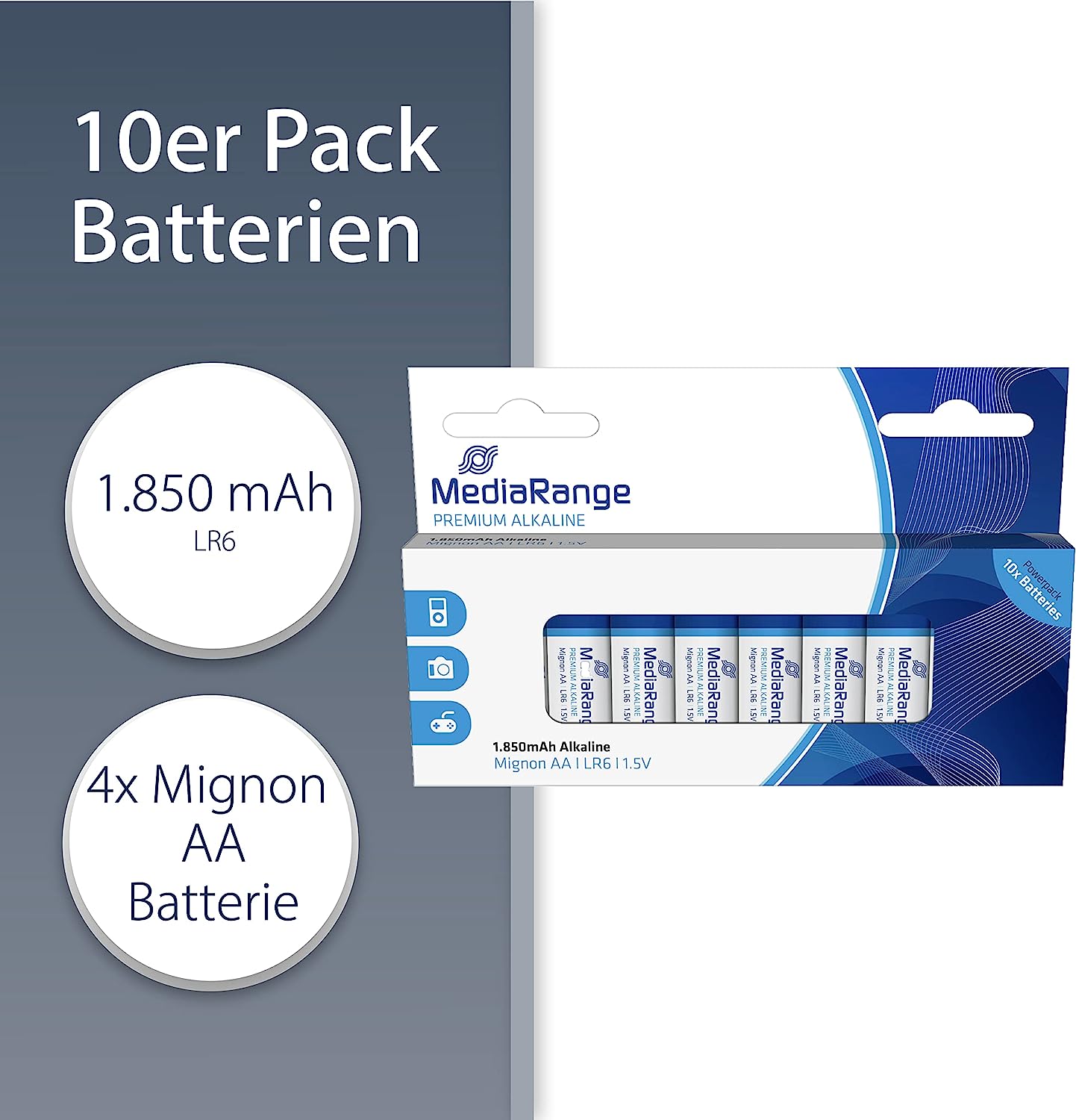 Батарейки MEDIARANGE Premium Alkaline LR6 (MRBAT105) Батарейки MEDIARANGE Premium Alkaline LR6 (MRBAT105) Електрохімічна система лужна (L)