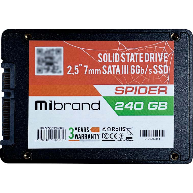 SSD накопичувач Mibrand Spider 240GB 2.5" SATAIII 3D NAND TLC Bulk (MI2.5SSD/SP240GB) Призначення жорсткого диска для настільного комп'ютера