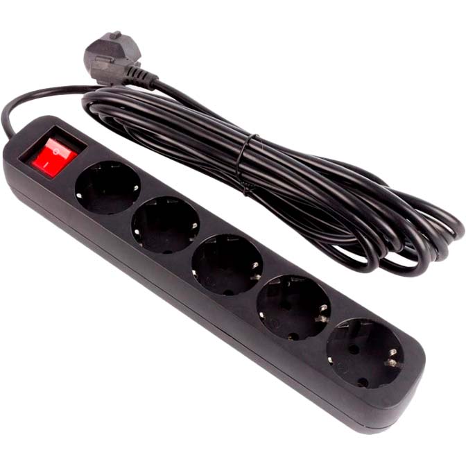 Мережевий фільтр COLORWAY 5 розеток 5м 10А 3x1.0мм2 Black (CW-PSEA55BK) Тип мережевий фільтр